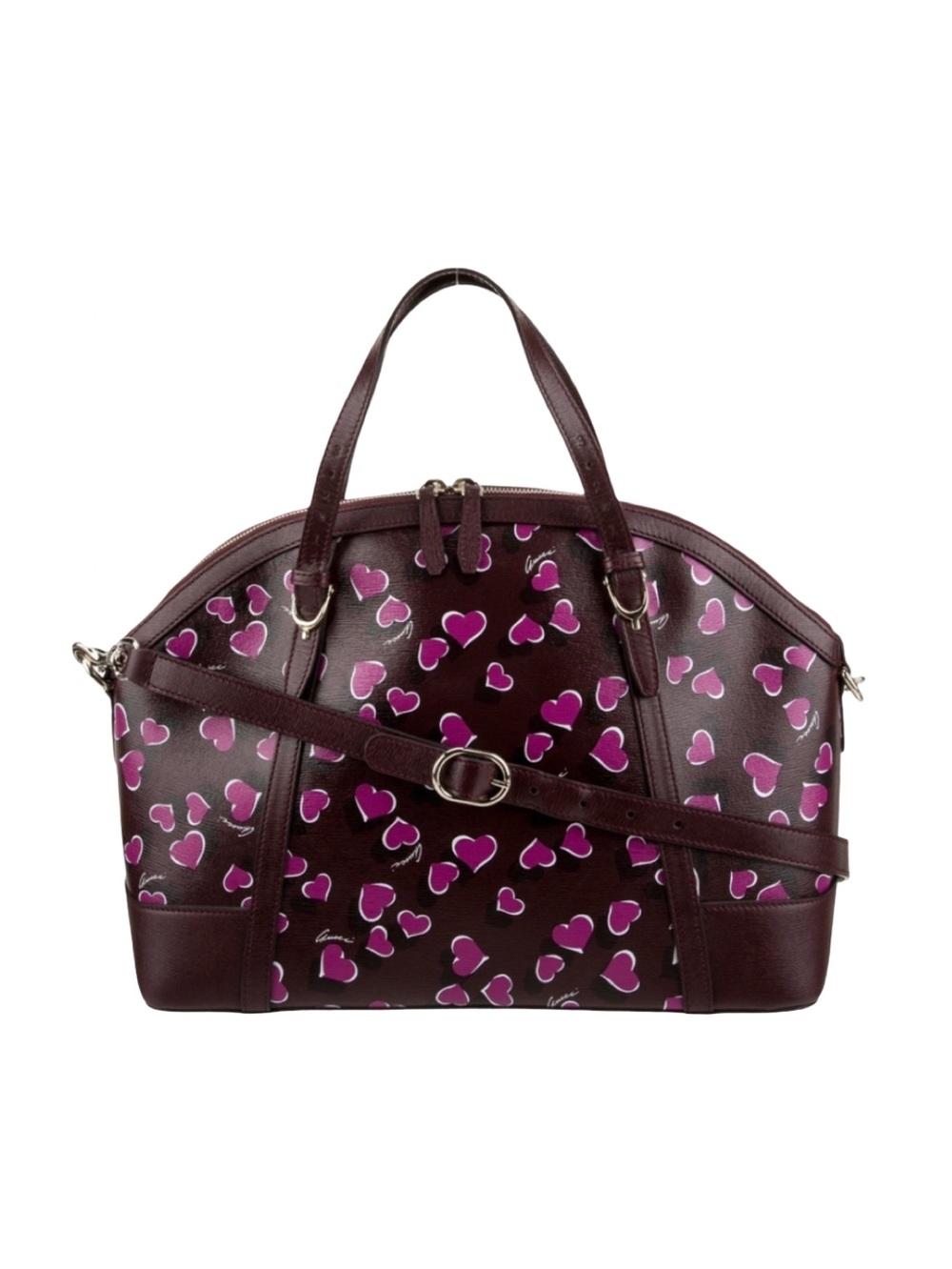 GUCCI Purple Calfskin Heartbeat Print Nice Dome ULTRA RARE Satchel Shoulder Bag